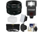Canon EF 50mm f/1.4 USM Lens with 3 Filters + Hood + Flash & 2 Diffusers + Kit