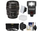 Canon EF 85mm f/1.8 USM Lens with 3 Filters + Hood + Flash & 2 Diffusers + Kit