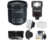 Canon EF-S 10-18mm f/4.5-5.6 IS STM Zoom Lens with Flash + 3 Filters + Diffusers + Hood + Kit