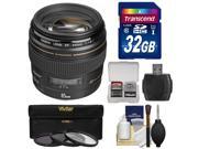 Canon EF 85mm f/1.8 USM Lens with 3 UV/CPL/ND8 Filters + 32GB SD Card + Kit