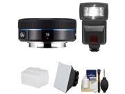 Samsung 16mm f/2.4 NX Ultra Wide Pancake Lens (Black) with Flash + Diffusers + Cleaning Kit
