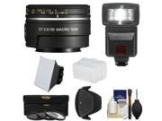 Sony Alpha A-Mount 30mm f/2.8 DT Macro SAM Lens with Flash + 3 Filters + Diffusers + Hood + Kit