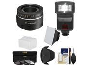 Sony Alpha A-Mount 50mm f/1.8 DT SAM Lens with Flash + 3 Filters + Hood + Diffusers + Kit