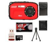 Coleman Xtreme C5WP Shock & Waterproof Digital Camera (Red) with 8GB Card + Case + Accessory Kit