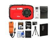 Coleman Xtreme C5WP Shock & Waterproof Digital Camera (Red) with 8GB Card + Battery + Floating Strap + Case + Accessory Kit