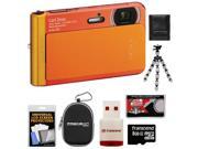 Sony Cyber-Shot DSC-TX30 Shock & Waterproof Digital Camera (Orange) with 8GB Card + Case + Flex Tripod + Accessory Kit