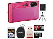 Sony Cyber-Shot DSC-TX30 Shock & Waterproof Digital Camera (Pink) with 8GB Card + Case + Flex Tripod + Accessory Kit