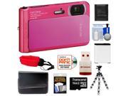 Sony Cyber-Shot DSC-TX30 Shock & Waterproof Digital Camera (Pink) with 16GB Card + Battery + Case + Floating Strap + Flex Tripod + Accessory Kit