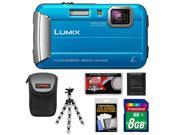 Panasonic Lumix DMC-TS25 Shock & Waterproof Digital Camera (Blue) with 8GB Card + Case + Flex Tripod + Accessory Kit