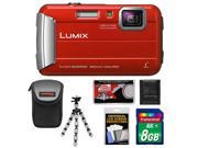 Panasonic Lumix DMC-TS25 Shock & Waterproof Digital Camera (Red) with 8GB Card + Case + Flex Tripod + Accessory Kit