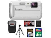 Panasonic Lumix DMC-TS25 Shock & Waterproof Digital Camera (White) with 8GB Card + Case + Flex Tripod + Accessory Kit