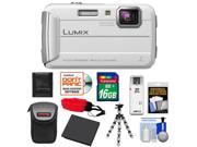 Panasonic Lumix DMC-TS25 Shock & Waterproof Digital Camera (White) with 16GB Card + Battery + Case + Floating Strap + Flex Tripod + Accessory Kit