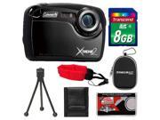 Coleman Xtreme2 C12WP Shock & Waterproof Digital Camera with HD Video (Black) with 8GB Card + Case + Tripod + Accessory Kit