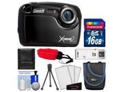 Coleman Xtreme2 C12WP Shock & Waterproof Digital Camera with HD Video (Black) with 16GB Card + Case + Tripod + Accessory Kit