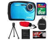 Coleman Xtreme2 C12WP Shock & Waterproof Digital Camera with HD Video (Blue) with 8GB Card + Case + Tripod + Accessory Kit