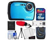 Coleman Xtreme2 C12WP Shock & Waterproof Digital Camera with HD Video (Blue) with 16GB Card + Case + Tripod + Accessory Kit