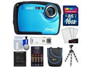 Coleman Xtreme2 C12WP Shock & Waterproof Digital Camera with HD Video (Blue) with 16GB Card + Case + Batteries & Charger + Flex Tripod + Accessory Kit