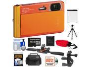 Sony Cyber-Shot DSC-TX30 Shock & Waterproof Digital Camera (Orange) with 32GB Card + Helmet & Handlebar Mounts + Battery + Case + Flex Tripod + Accessory Kit