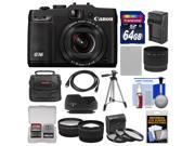 Canon PowerShot G16 Wi-Fi Digital Camera (Black) with 64GB Card + Case + Battery/Charger + Tripod + HDMI Cable + Tele/Wide Lens Kit