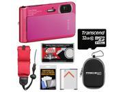 Sony Cyber-Shot DSC-TX30 Shock & Waterproof Digital Camera (Pink) with 32GB Card + Battery + Case + Floating Strap + Accessory Kit