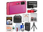 Sony Cyber-Shot DSC-TX30 Shock & Waterproof Digital Camera (Pink) with 32GB Card + Case + Floating Strap + Battery & Charger + Flex Tripod + Kit