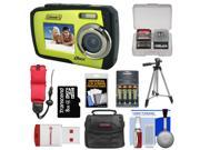 Coleman Duo 2V7WP Dual Screen Shock & Waterproof Digital Camera (Green) with 8GB Card & Reader + Batteries & Charger + Case + Float Strap + Tripod + Accessory K