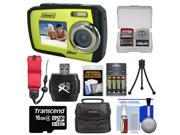 Coleman Duo 2V7WP Dual Screen Shock & Waterproof Digital Camera (Green) with 16GB Card & Reader + Batteries & Charger + Case + Float Strap + Accessory Kit