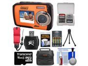 Coleman Duo 2V7WP Dual Screen Shock & Waterproof Digital Camera (Orange) with 16GB Card & Reader + Batteries & Charger + Case + Float Strap + Accessory Kit