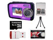 Coleman Duo 2V7WP Dual Screen Shock & Waterproof Digital Camera (Purple) with 8GB Card & Reader + Accessory Kit