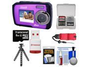 Coleman Duo 2V7WP Dual Screen Shock & Waterproof Digital Camera (Purple) with 8GB Card & Reader + Float Strap + Flex Tripod + Accessory Kit