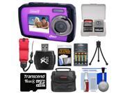 Coleman Duo 2V7WP Dual Screen Shock & Waterproof Digital Camera (Purple) with 16GB Card & Reader + Batteries & Charger + Case + Float Strap + Accessory Kit