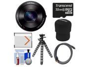 Sony Cyber-Shot DSC-QX100 Smartphone Attachable Lens-Style Digital Camera (Black) with 32GB Card + Battery + Case + Flex Tripod + HDMI Cable + Accessory Kit