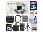 Canon PowerShot SX600 HS Wi-Fi Digital Camera (White) with 32GB Card + Case + Battery & Charger + Flex Tripod Kit