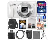 Canon PowerShot SX600 HS Wi-Fi Digital Camera (White) with 32GB Card + Case + Battery & Charger + Tripod + HDMI Cable + Kit