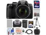 Nikon Coolpix P530 Digital Camera (Black) with 64GB Card + Battery & Charger + Case + Tripod + Accessory Kit