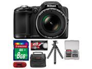 Nikon Coolpix L830 Digital Camera (Black) with 8GB Card + Case + Flex Tripod + Accessory Kit