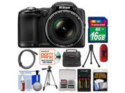 Nikon Coolpix L830 Digital Camera (Black) with 16GB Card + Case + Batteries & Charger + Tripod + Accessory Kit