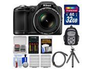 Nikon Coolpix L830 Digital Camera (Black) with 32GB Card + Backpack + Batteries & Charger + Flex Tripod Kit