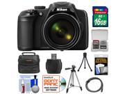 Nikon Coolpix P600 Wi-Fi Digital Camera (Black) with 16GB Card + Case + Tripods + HDMI Cable + Kit