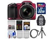 Nikon Coolpix L830 Digital Camera (Red) with 32GB Card + Backpack + Batteries & Charger + Flex Tripod Kit