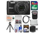 Nikon Coolpix S6800 Wi-Fi Digital Camera (Black) with 16GB Card + Case + Battery + Flex Tripod + Accessory Kit