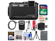 Nikon Coolpix AW120 Shock & Waterproof Wi-Fi GPS Digital Camera (Black) with 16GB Card + Case + Battery + Tripod + Float Strap + Kit