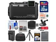 Nikon Coolpix AW120 Shock & Waterproof Wi-Fi GPS Digital Camera (Black) with 32GB Card + Case + Battery + Tripod + Strap + Suction Cup & Car Dashboard Mount Kit