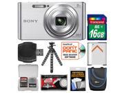Sony Cyber-Shot DSC-W830 Digital Camera (Silver) with 16GB Card + Case + Battery + Flex Tripod + Accessory Kit