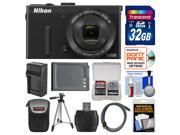 Nikon Coolpix P340 Wi-Fi Digital Camera (Black) with 32GB Card + Case + Battery & Charger + Tripod + HDMI Cable + Accessory Kit