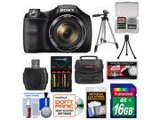 Sony Cyber-Shot DSC-H300 Digital Camera with 16GB Card + Batteries & Charger + Case + Tripods + Accessory Kit