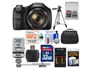 Sony Cyber-Shot DSC-H300 Digital Camera with 32GB Card + Batteries & Charger + Case + Tripod + Flash & Video Light + Kit