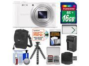 Sony Cyber-Shot DSC-WX350 Digital Camera (White) with 16GB Card + Case + Battery/Charger + Flex Tripod + Kit
