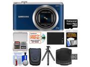 Samsung WB350 Smart Wi-Fi Digital Camera (Blue) with 16GB Card + Case + Battery + Flex Tripod + Accessory Kit