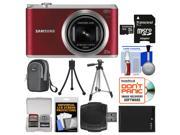 Samsung WB350 Smart Wi-Fi Digital Camera (Red) with 32GB Card + Case + Battery + Tripod Kit